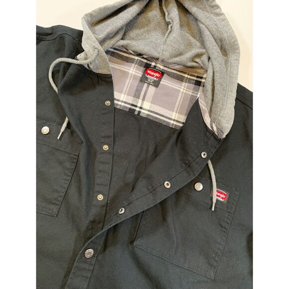 Wrangler Duck Canvas Jacket Mens 2XL Unlined Hooded Long Sleeve Shacket Shirt - Picture 1 of 8